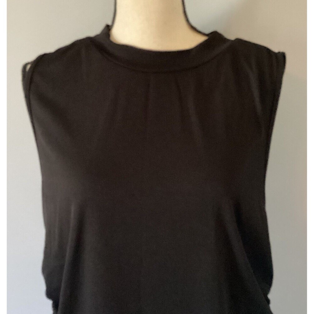 SHEIN Curve Black RibbedTank Top With Cinched Tie Side Crew Neck Plus Size 4XL - Picture 2 of 7